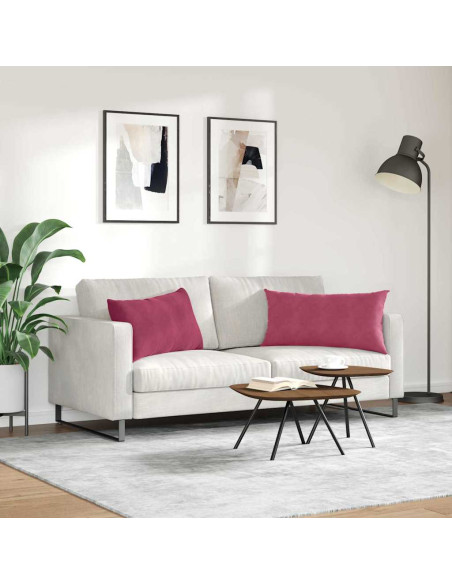 Cuscini da Divano 2 pcs Rosso Vino 80 x 40 cm Tessuto in Cords
