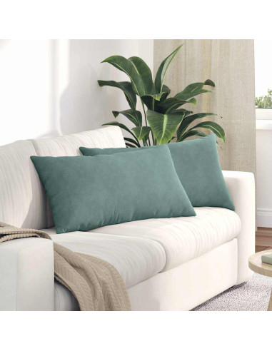 Cuscini da Divano 2 pcs Verde Mare 80 x 40 cm Tessuto in Cords