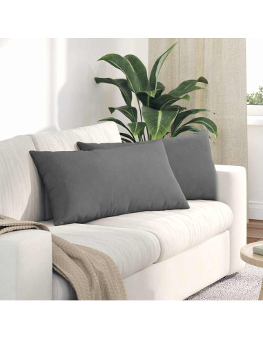 Cuscini da Divano 2 pcs Grigio scuro 80 x 40 cm Tessuto