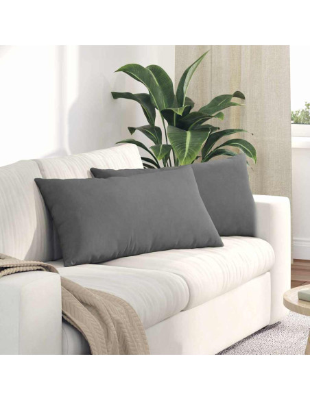 Cuscini da Divano 2 pcs Grigio scuro 80 x 40 cm Tessuto