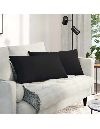 Cuscini da Divano 2 pcs Nero 80 x 40 cm Tessuto