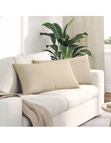 Cuscini da Divano 2 pcs Crema 80 x 40 cm Tessuto