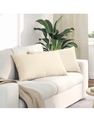 Cuscini da Divano 2 pcs Crema 80 x 40 cm Tessuto in Cords