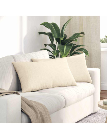 Cuscini da Divano 2 pcs Crema 80 x 40 cm Tessuto in Cords