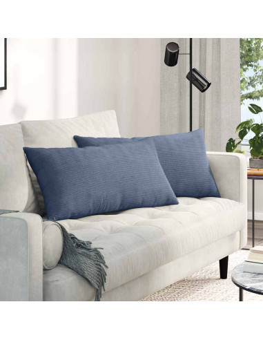 Cuscini da Divano 2 pcs Blu 80 x 40 cm Tessuto in Cords