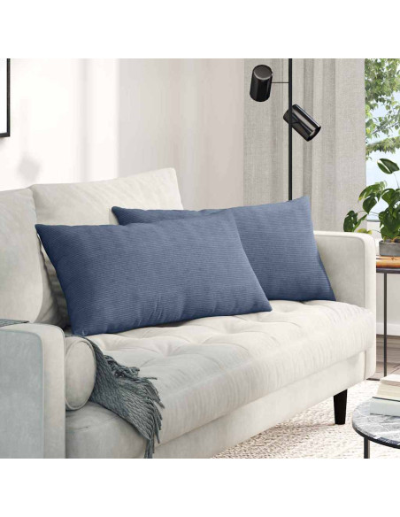 Cuscini da Divano 2 pcs Blu 80 x 40 cm Tessuto in Cords