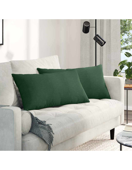 Cuscini da Divano 2 pcs Verde Scuro 80 x 40 cm Tessuto in Cords