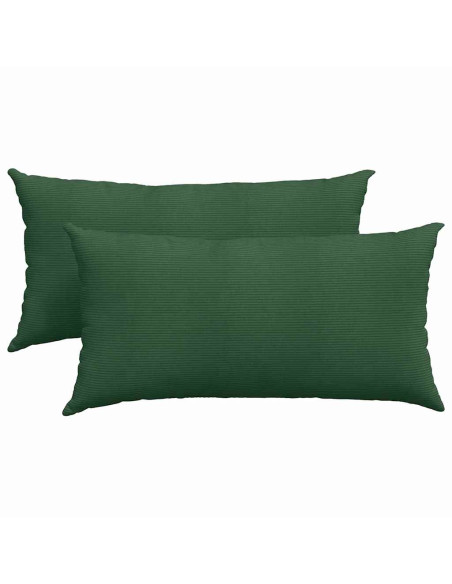 Cuscini da Divano 2 pcs Verde Scuro 80 x 40 cm Tessuto in Cords