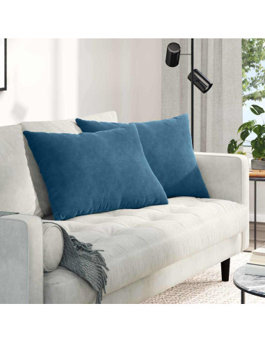 Cuscini da Divano 2 pcs Blu 70 x 50 cm Tessuto in Cords