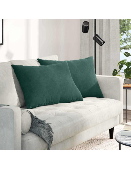 Cuscini da Divano 2 pcs Verde Scuro 70 x 50 cm Tessuto in Cords