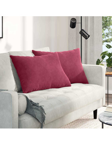 Cuscini da Divano 2 pcs Rosso Vino 70 x 50 cm Tessuto in Cords