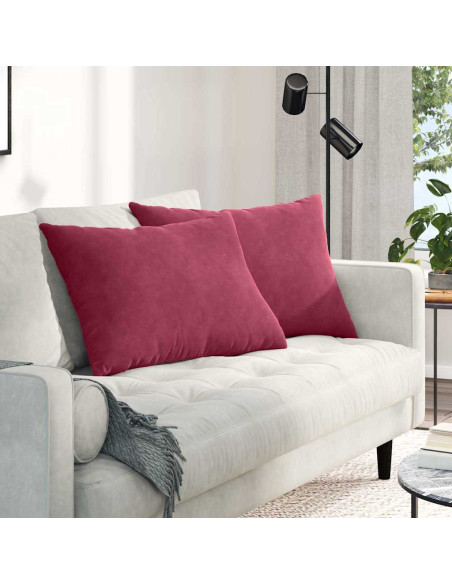 Cuscini da Divano 2 pcs Rosso Vino 70 x 50 cm Tessuto in Cords