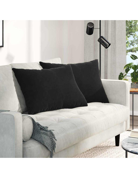 Cuscini da Divano 2 pcs Nero 70 x 50 cm Tessuto in Cords