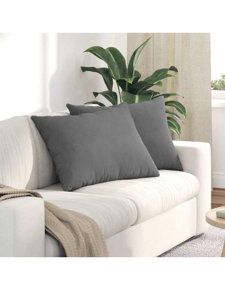 Cuscini da Divano 2 pcs Grigio scuro 70 x 50 cm Tessuto