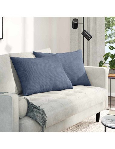 Cuscini da Divano 2 pcs Blu 70 x 50 cm Tessuto in Cords