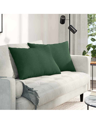Cuscini da Divano 2 pcs Verde Scuro 70 x 50 cm Tessuto in Cords