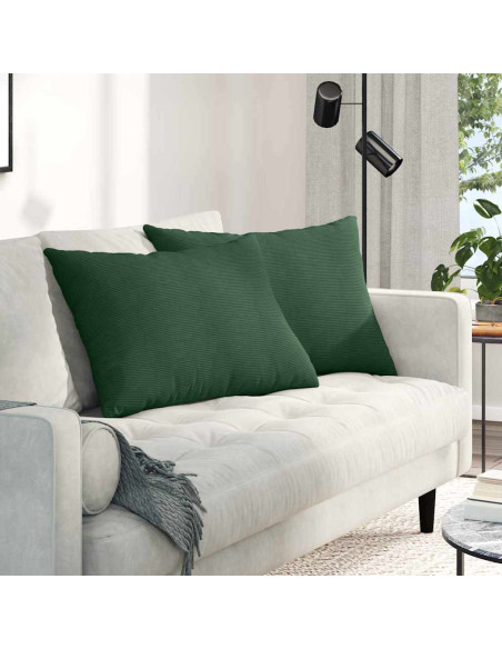 Cuscini da Divano 2 pcs Verde Scuro 70 x 50 cm Tessuto in Cords