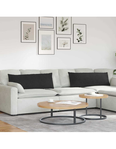 Cuscini da Divano 2 pcs Nero 120 x 40 cm Tessuto