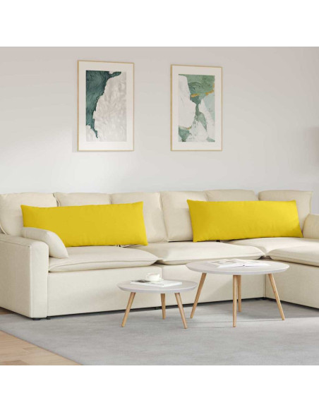 Cuscini da Divano 2 pcs Giallo Chiaro 120 x 40 cm Tessuto