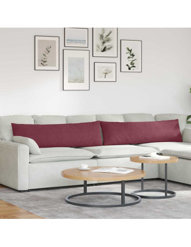 Cuscini da Divano 2 pcs Rosso Vino 145 x 40 cm Tessuto