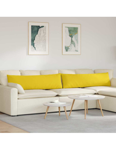 Cuscini da Divano 2 pcs Giallo Chiaro 145 x 40 cm Tessuto