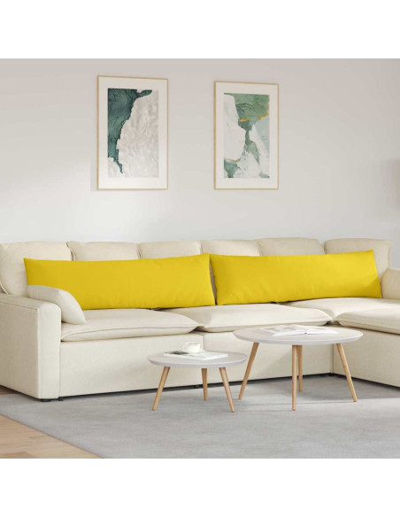 Cuscini da Divano 2 pcs Giallo Chiaro 145 x 40 cm Tessuto