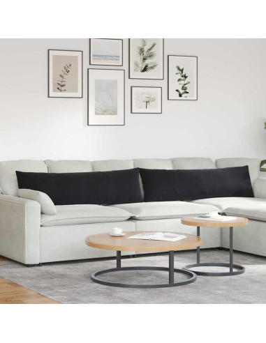 Cuscini da Divano 2 pcs Nero 145 x 40 cm Tessuto in Cords