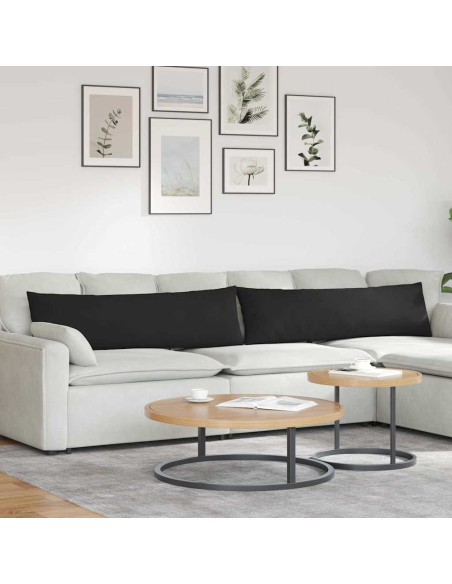Cuscini da Divano 2 pcs Nero 145 x 40 cm Tessuto
