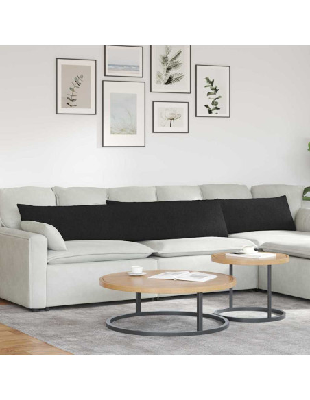 Cuscini da Divano 2 pcs Nero 200 x 40 cm Tessuto