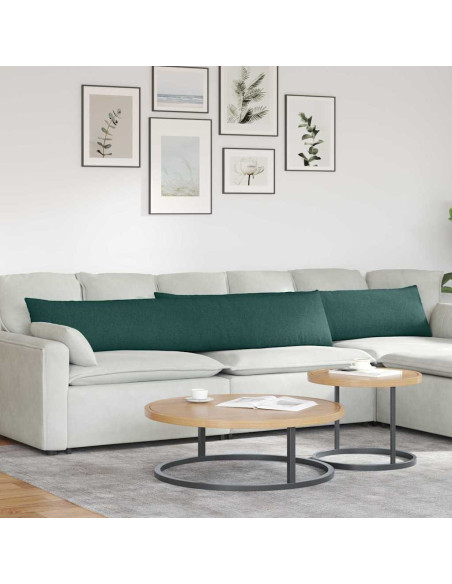 Cuscini da Divano 2 pcs Verde Scuro 200 x 40 cm Tessuto