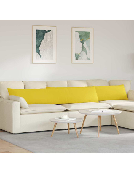Cuscini da Divano 2 pcs Giallo Chiaro 200 x 40 cm Tessuto