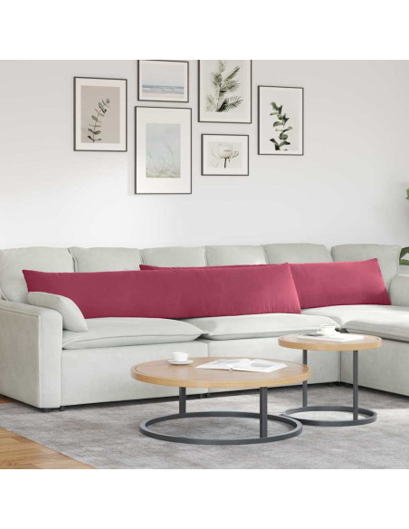 Cuscini da Divano 2 pcs Rosso Vino 200 x 40 cm Tessuto in Cords
