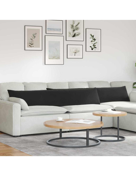 Cuscini da Divano 2 pcs Nero 200 x 40 cm Tessuto in Cords