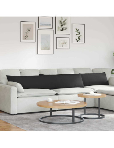 Cuscini da Divano 2 pcs Nero 200 x 40 cm Tessuto