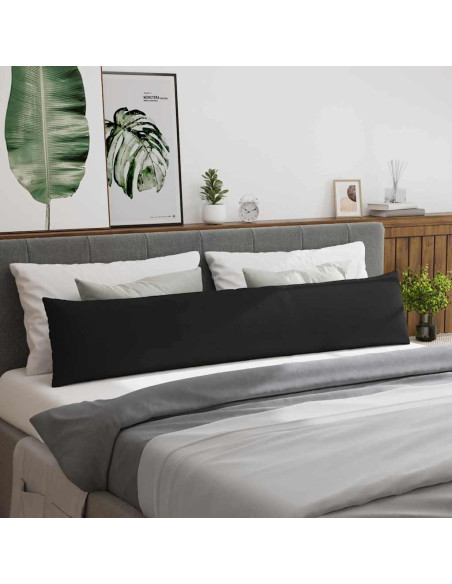 Cuscini da Divano 2 pcs Nero 200 x 40 cm Tessuto