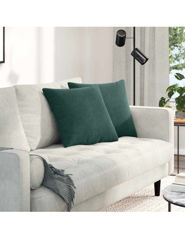 Cuscini da Divano 2 pcs Verde Scuro 45 x 45 cm Tessuto in Cords
