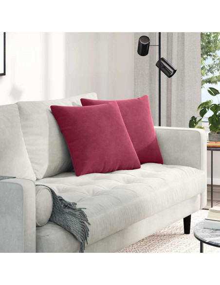 Cuscini da Divano 2 pcs Rosso Vino 45 x 45 cm Tessuto in Cords