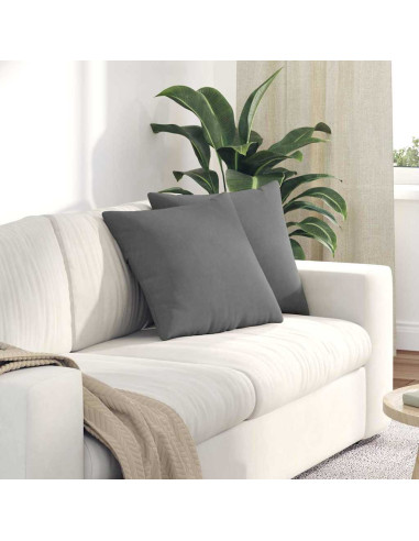 Cuscini da Divano 2 pcs Grigio scuro 45 x 45 cm Tessuto
