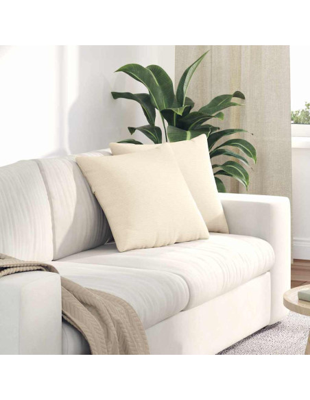 Cuscini da Divano 2 pcs Crema 45 x 45 cm Tessuto in Cords