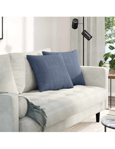 Cuscini da Divano 2 pcs Blu 45 x 45 cm Tessuto in Cords
