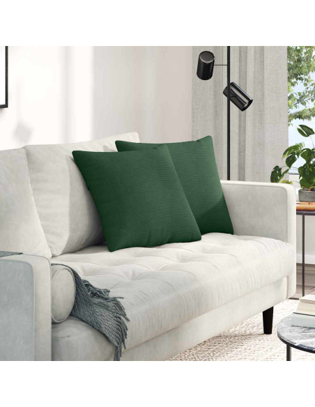 Cuscini da Divano 2 pcs Verde Scuro 45 x 45 cm Tessuto in Cords