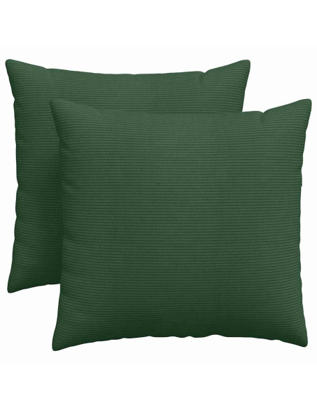 Cuscini da Divano 2 pcs Verde Scuro 45 x 45 cm Tessuto in Cords