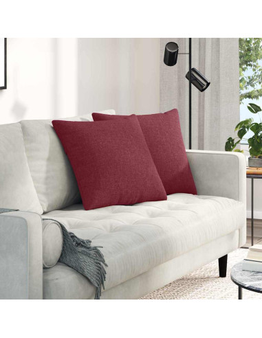 Cuscini da Divano 2 pcs Rosso Vino 50 x 50 cm Tessuto