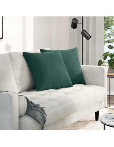 Cuscini da Divano 2 pcs Verde Scuro 50 x 50 cm Tessuto in Cords