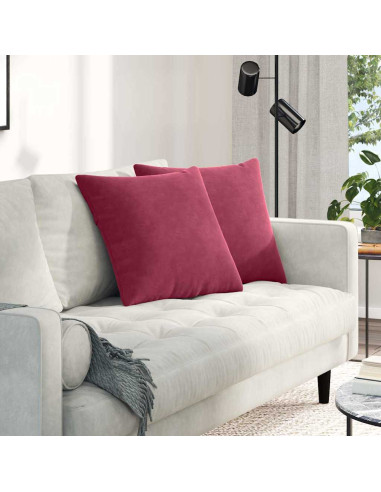 Cuscini da Divano 2 pcs Rosso Vino 50 x 50 cm Tessuto in Cords