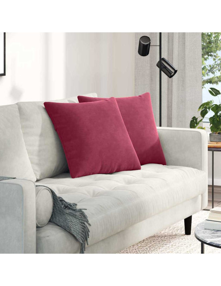 Cuscini da Divano 2 pcs Rosso Vino 50 x 50 cm Tessuto in Cords