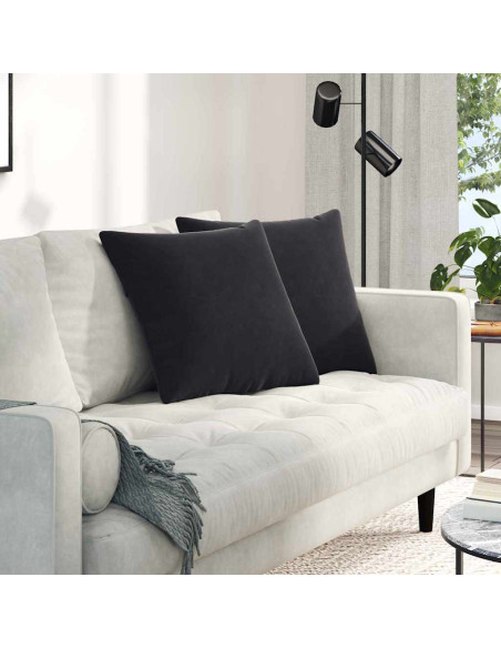 Cuscini da Divano 2 pcs Nero 50 x 50 cm Tessuto in Cords