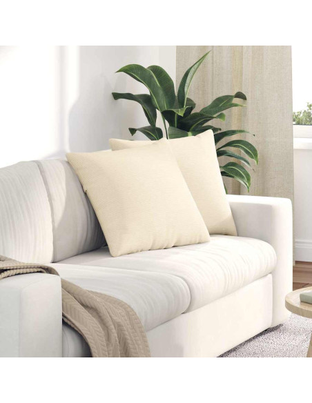 Cuscini da Divano 2 pcs Crema 50 x 50 cm Tessuto in Cords