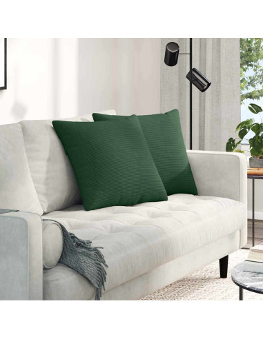 Cuscini da Divano 2 pcs Verde Scuro 50 x 50 cm Tessuto in Cords