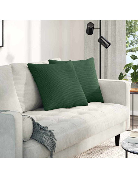 Cuscini da Divano 2 pcs Verde Scuro 50 x 50 cm Tessuto in Cords